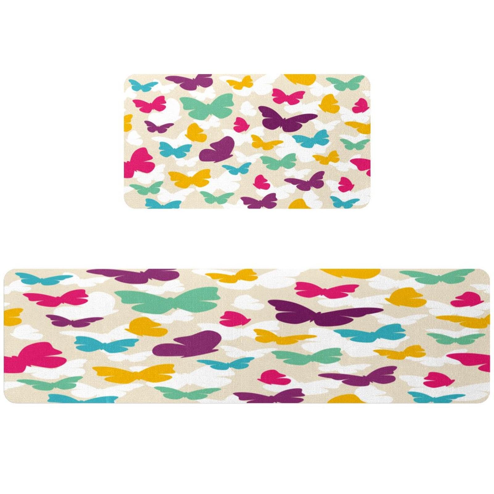 Alfombrillas de cocina VAPOKF con mariposas lavables y antideslizantes