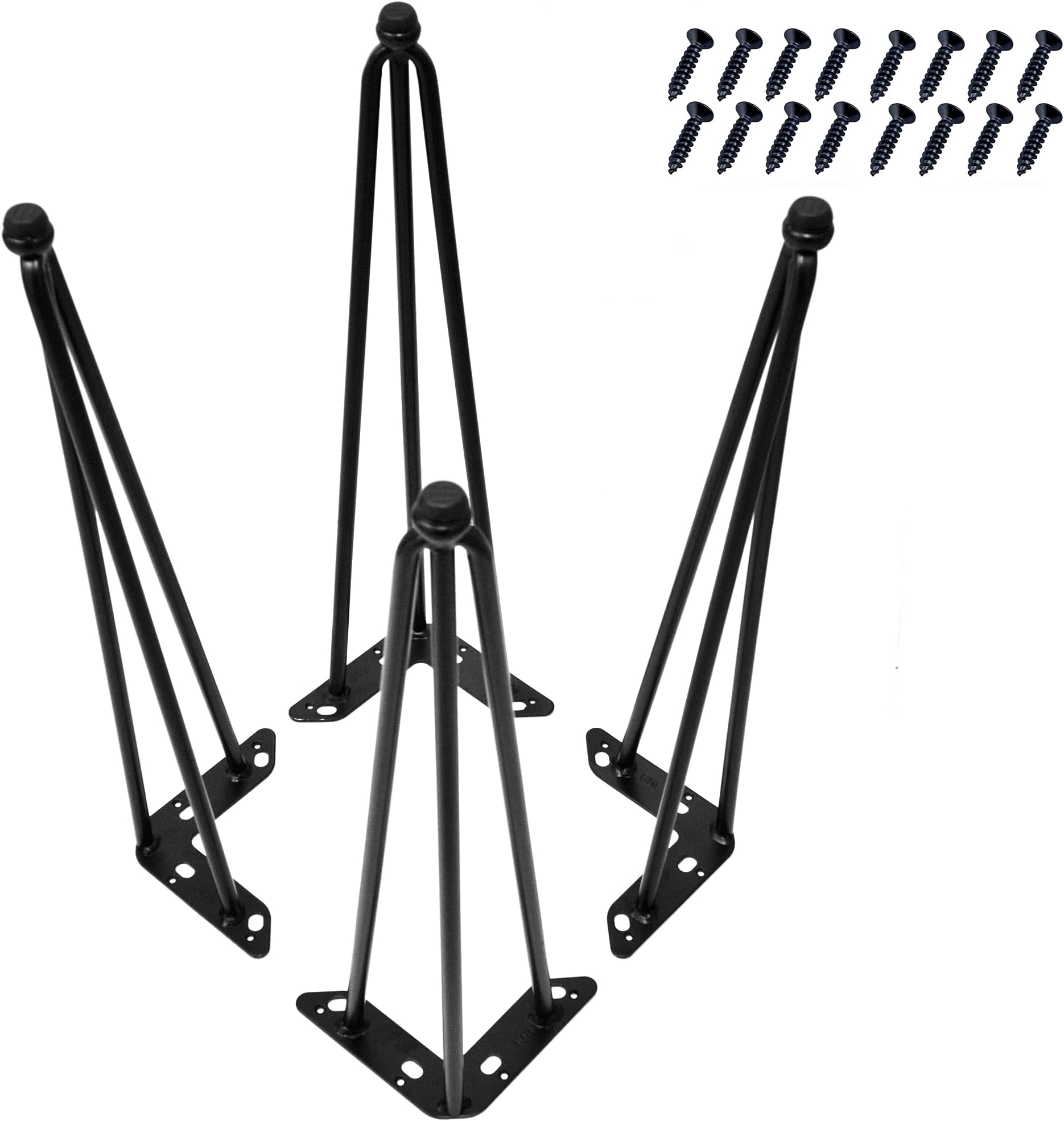 Home Soft Things Hairpin Metal Table Legs 20 Inch Legs for Furniture Coffee Bench Dining End Industrial Table Desk Set of 4 with Black Screws Adjustable Cushion Floor Protectors, 20"
