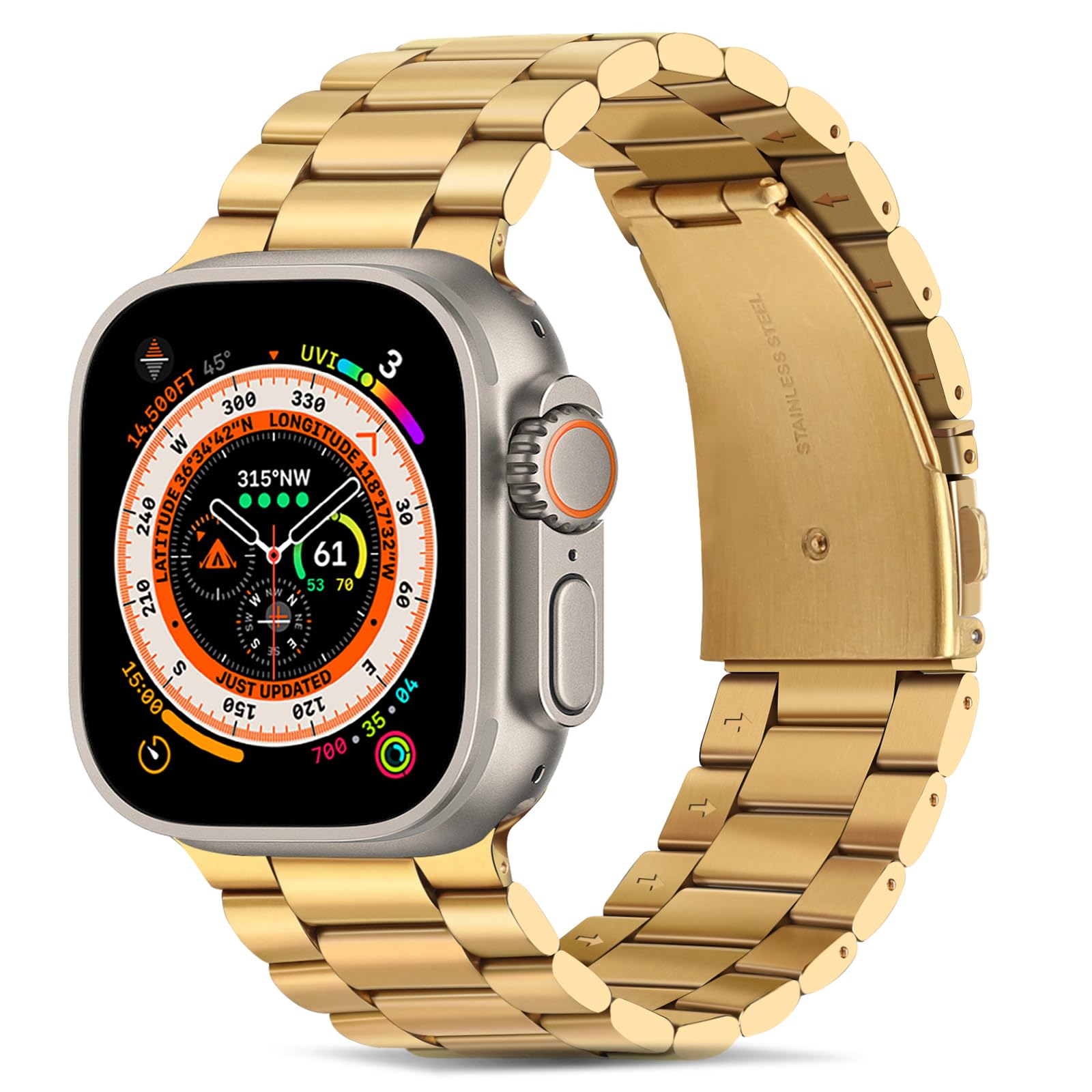 Tasikar Band Compatible with Apple Watch Band 49mm 45mm 44mm 42mm Premium Stainless Steel Metal Replacement Strap for iWatch Ultra 3 Ultra 2/1 Series 11 10 9 8 7 6 5 4 3 2 1 SE, Gold