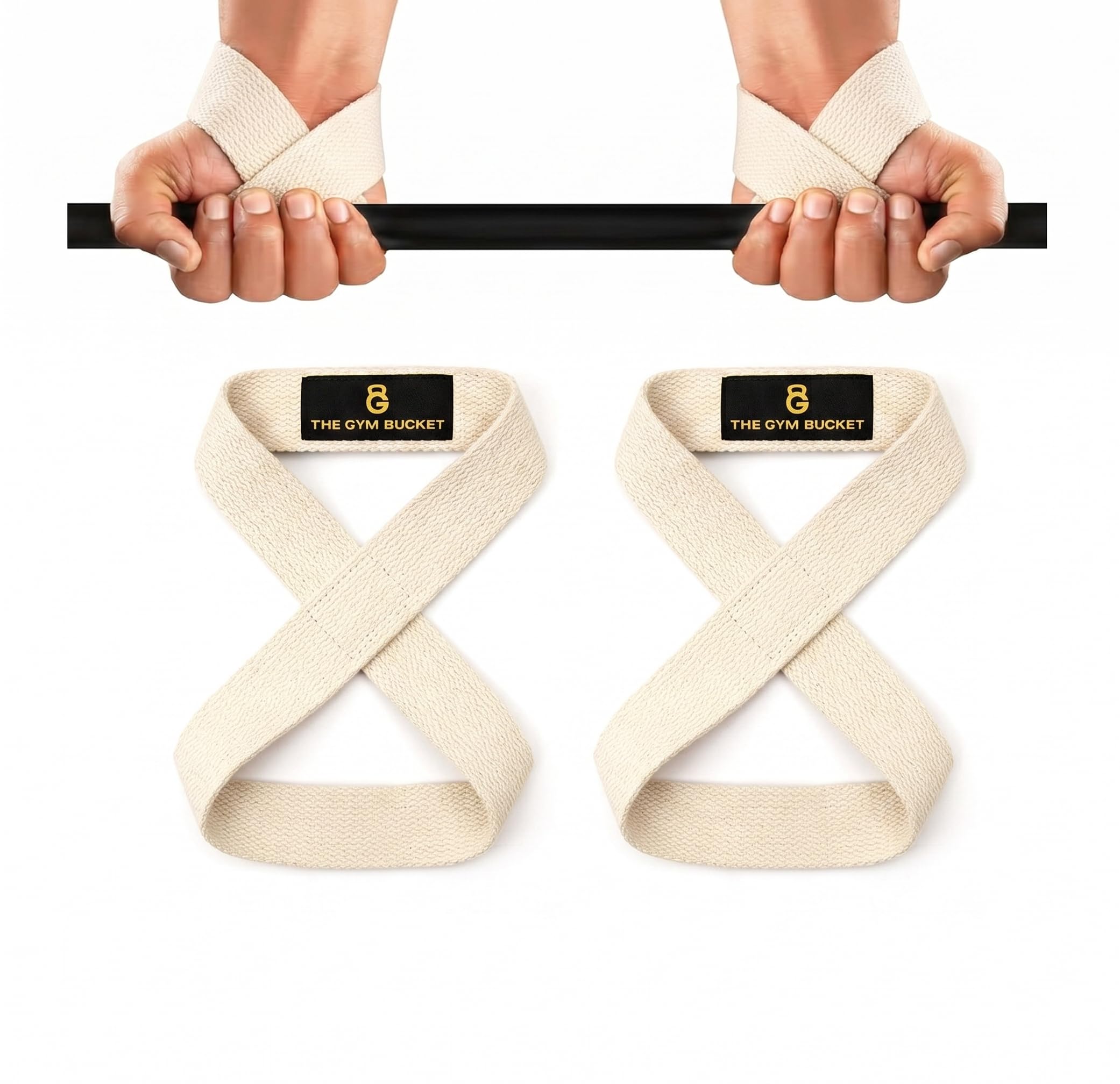 Figure-8 Weight Lifting Straps – Neoprene Padded Wrist Support for Deadlifts & Gym Workout – Heavy Duty Non-Slip Lifting Grip for Men & Women (Figure-8 (Cotton))