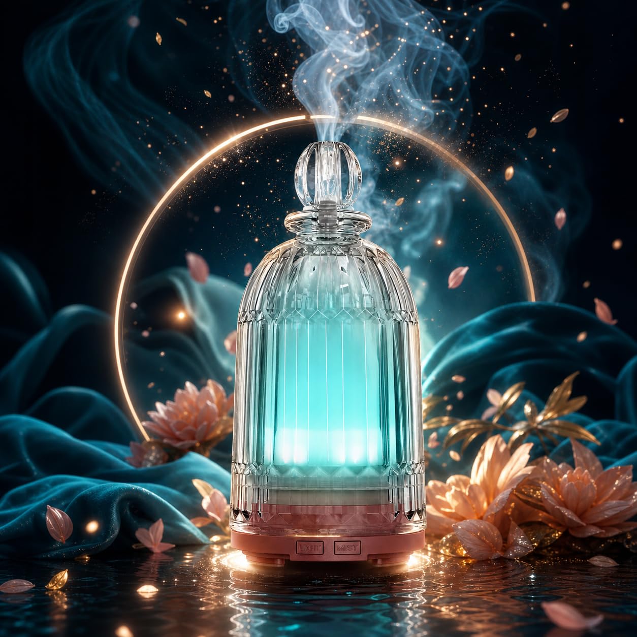 Diffusore di oli essenziali, diffusore ad ultrasuoni per aromaterapia, umidificatore a nebbia fredda, con luci LED a 7 colori, spegnimento automatico, per casa, ufficio, spa, 120 ml