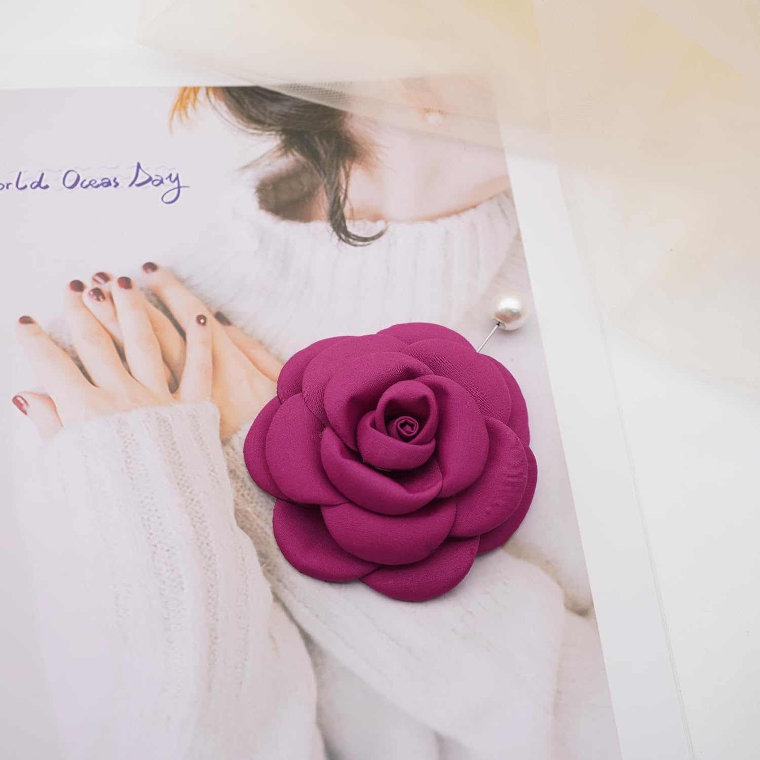 About 8,5 CENTIMETER Raw Silk Flower Brooch Pin Size About 8cm By NhanDo Handmade – Floral Brooch Pin, Handmade Gift Ideas, Gift for her, Gift For Mom, Bridesmaid gift, valentines day gifts