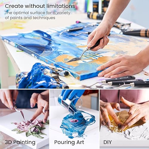 Miniatura 76 de Arteza Lienzo estirado de 8x10, 100% algodón (Juego de 12)