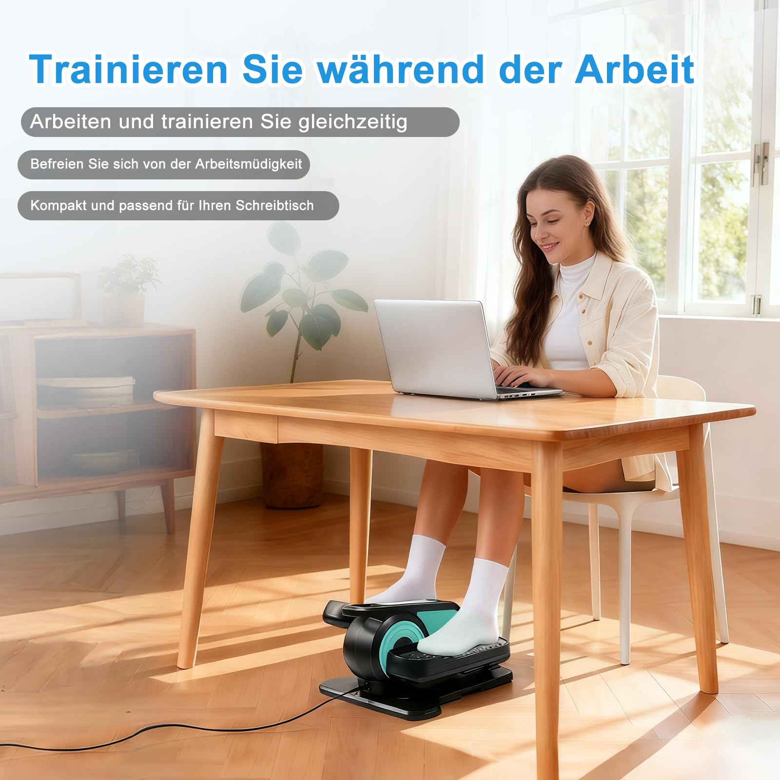 Untertisch Ellipsentrainer, Elektrischer Sitz-Pedaltrainer mit Fernbedienung, Mini Stepper für das Training, Einstellbare Geschwindigkeiten, Beintrainer für Senioren und Erwachsene