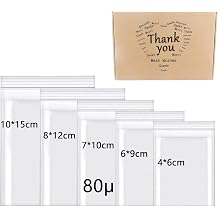 500pcs Clear Plastic Zip Sealer Bags Small Sealer Storage Bag Thicken 160m Various Sizes Plastic Pouch for Small Items Candy Parts Toys Vitamins