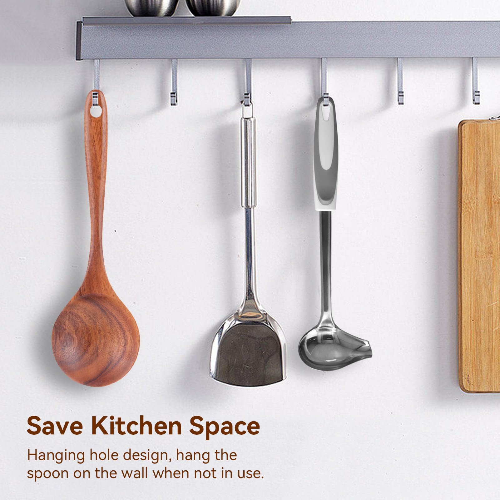 Mestolo da Zuppa,Mestolo in Legno per Salsa,Utensili Cucina Legno,Cucchiaio per Mescolare Il Teak Cucchiaio da Cucina in Legno Cucchiaio da Portata Cucchiaio Mestolo da minestra con manico lungo Casa