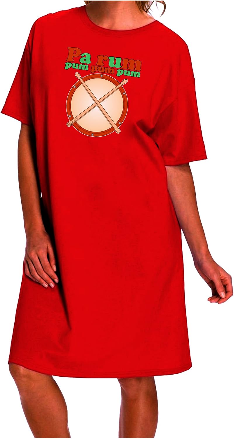 TOOLOUD Pa Rum Pum Pum Pum Adult Short Sleeve Women's Night Shirt Dress
