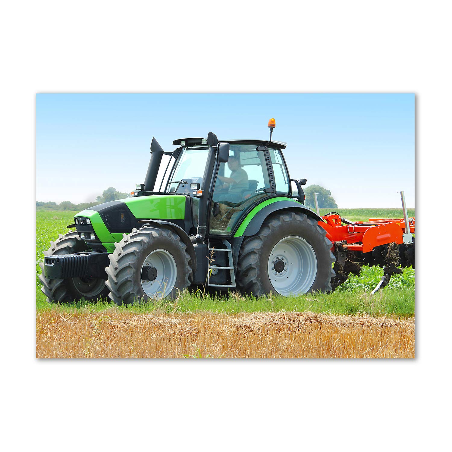Tableau plexiglas tracteur vert incassable pour décoration murale sécurisée
