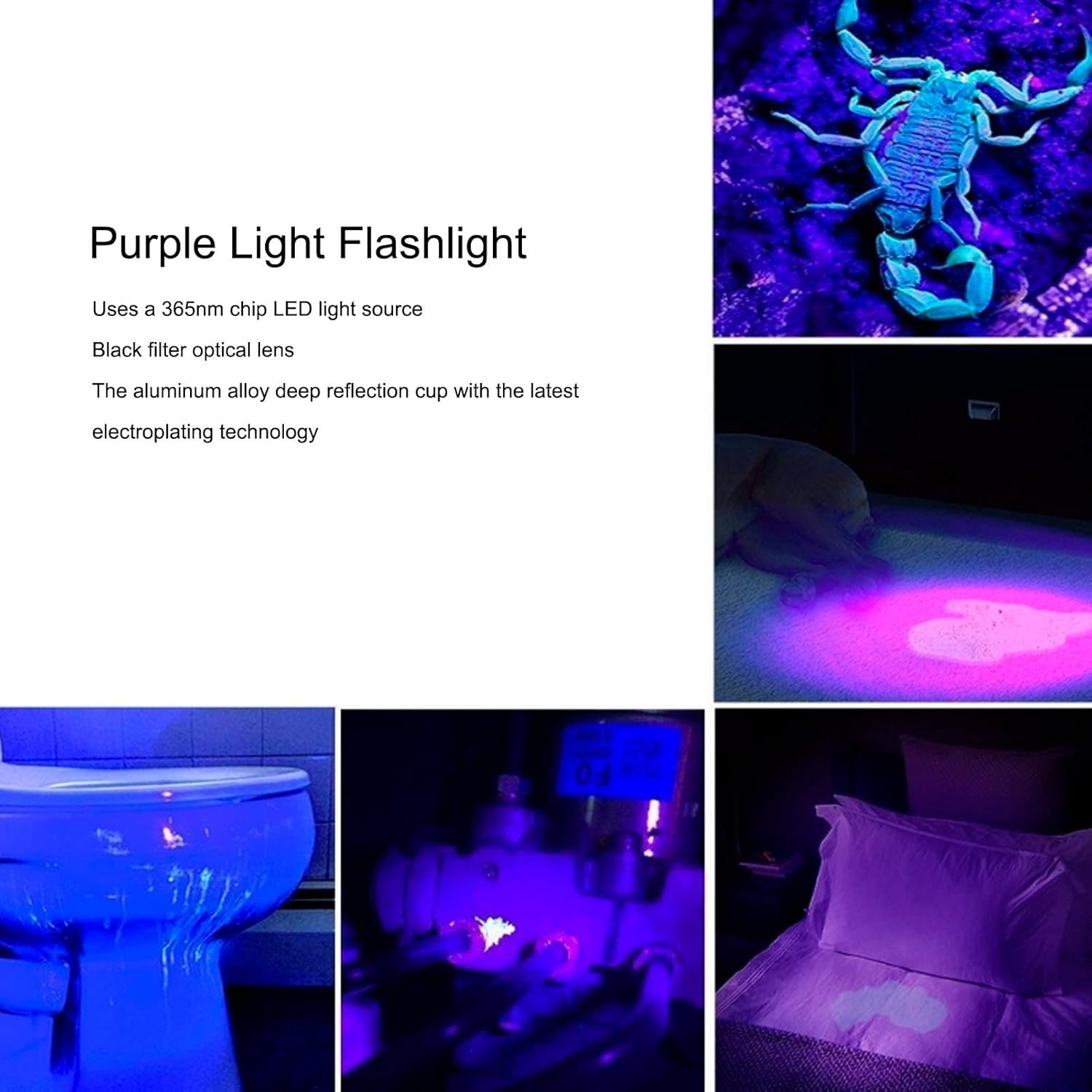 UV Flashlight Black Light, Y40 Flashlight, LED 365NM UV Torch Light, LED Blacklight Pet Urine Detector for Dog, Cat Urine, Dry Stains, Bed Bug, Resin Curing, Scorpions