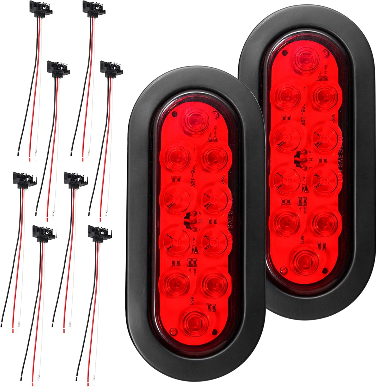 Oyviny 2PCS 6 Inch Oval LED Trailer Tail Light 10LEDs