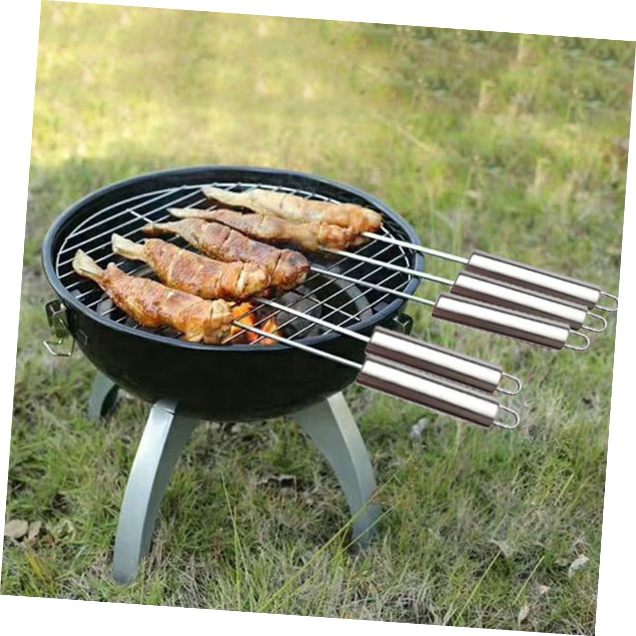Toddmomy Brochetas de Barbacoa 10 de Acero Inoxidable Diseño Ergonómico con Mango Resistente al Calor para Aperitivos y Verduras Ideales para Picnic y Senderismo