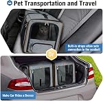 Lekeinchi Transporteur de chats 2-in-1 Porte-chien pour 2 Chats Petits chiots moyens jusqu'à 20 Lbs, Double Cat Travel Carrier avec boîte à lettres et 2 Bols, gris
