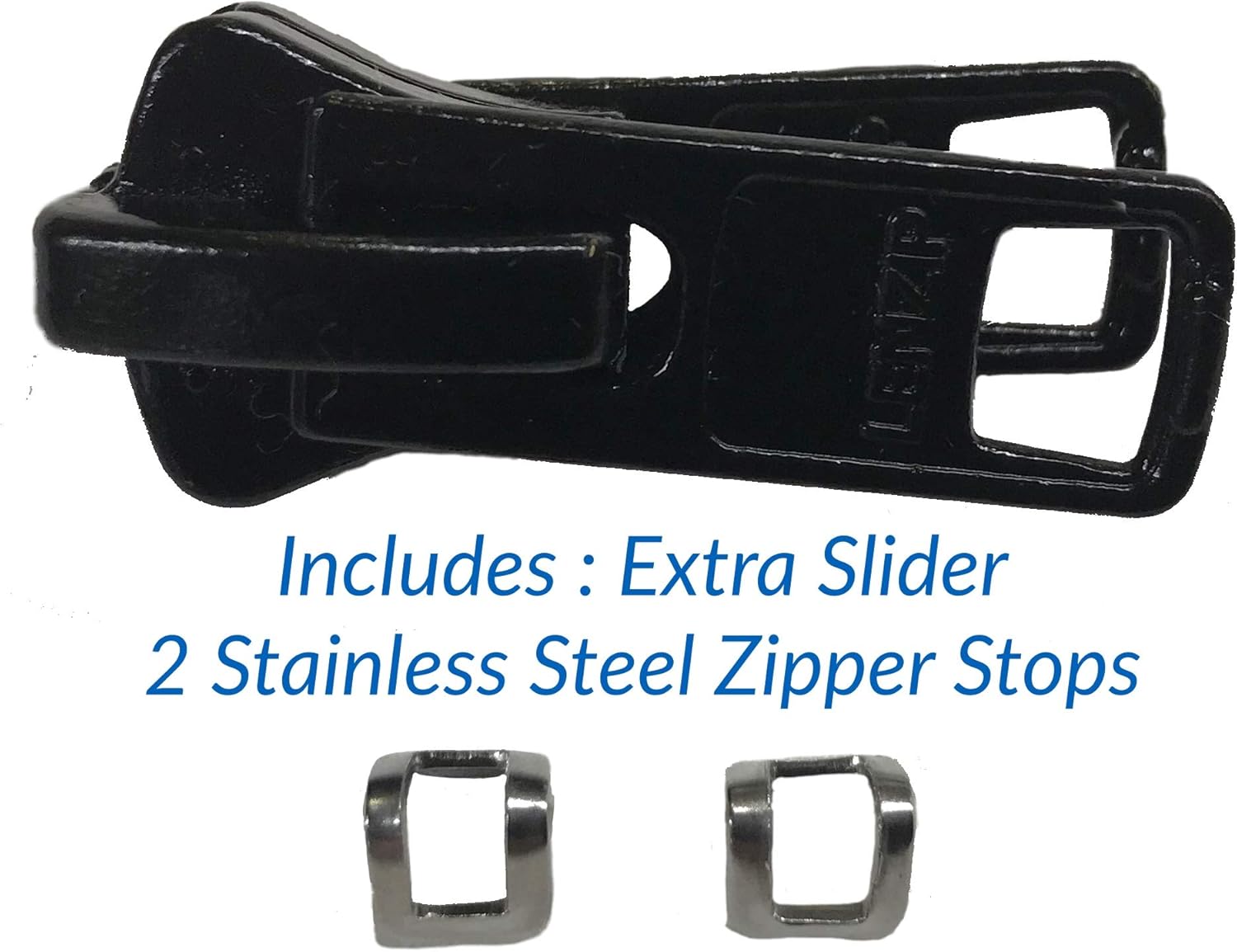 EZ-Xtend Lenzip #10 Separating Zipper for Canvas - Heavy Duty Cut to Length w/Double Metal Locking Pull - Includes Stainless Steel Zipper Bottom Stop and Extra Slider Replacement (Black, 60")