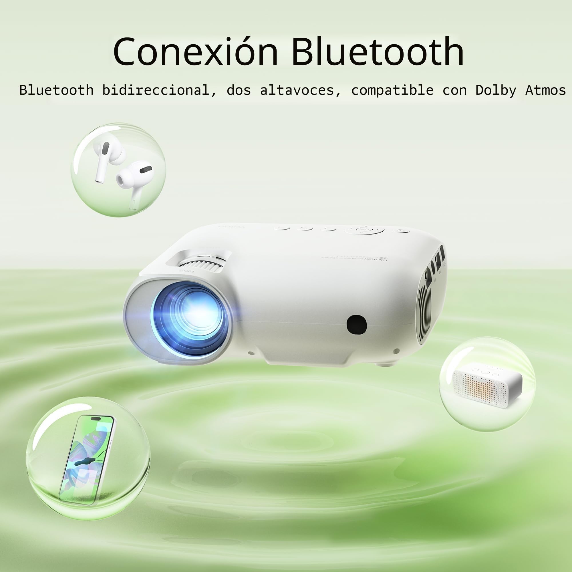 Proyector 4K con Bolso [Apps Oficial Integrada/Dolby] YOTON Y9 Proyector Portátil 28000L WiFi Bluetooth, Pantalla de 200" con 50% Zoom, Cine en Casa Vídeoproyector Soporte iOS/Android/HDMI