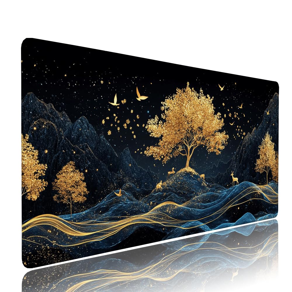 Alfombrilla de Mouse para Juegos, Nero, XXL, Antideslizante, Impermeable, Diseño de Albero, Extendido, Grande, 1200x600x3mm, para PC, Laptop, Ufficio, Famiglia d-461