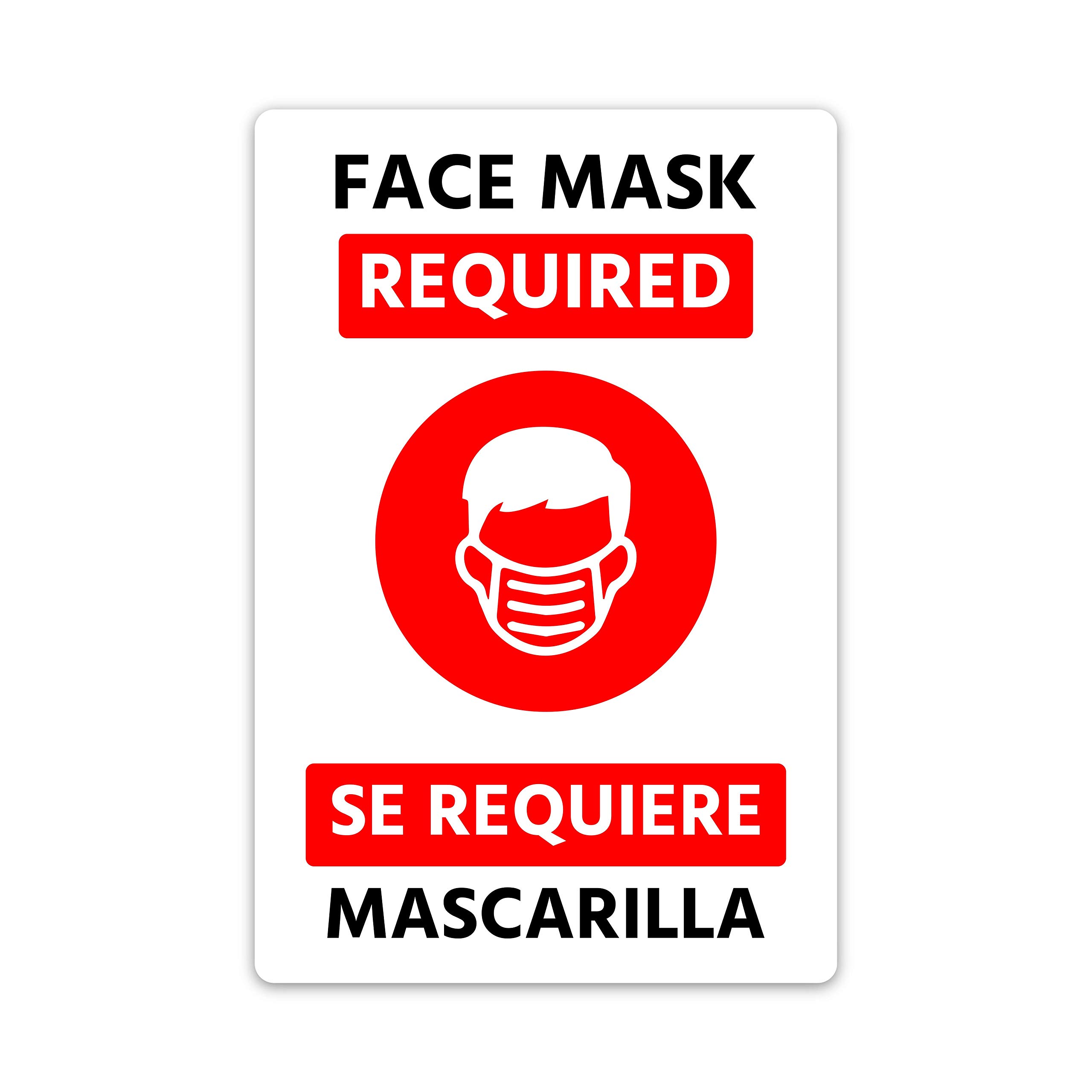 Hot4TShirts Face Mask Required Sign 4 Pack — Vinyl Window Stickers for Business — Storefront Decals Social Distancing 8"x12" Red