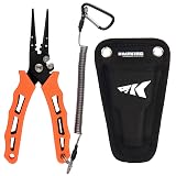 KastKing Cutthroat 7 inch Fishing Pliers, Ice Fishing, Gift for Men Orange 7' Straight Nose