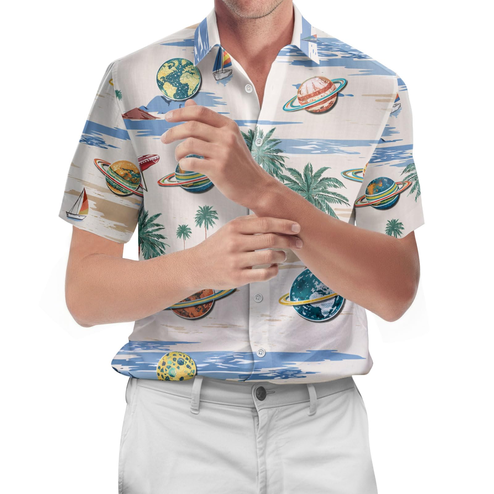 99TIMORO Funny Film Summer Button Down Shirt Men Short Sleeve Top