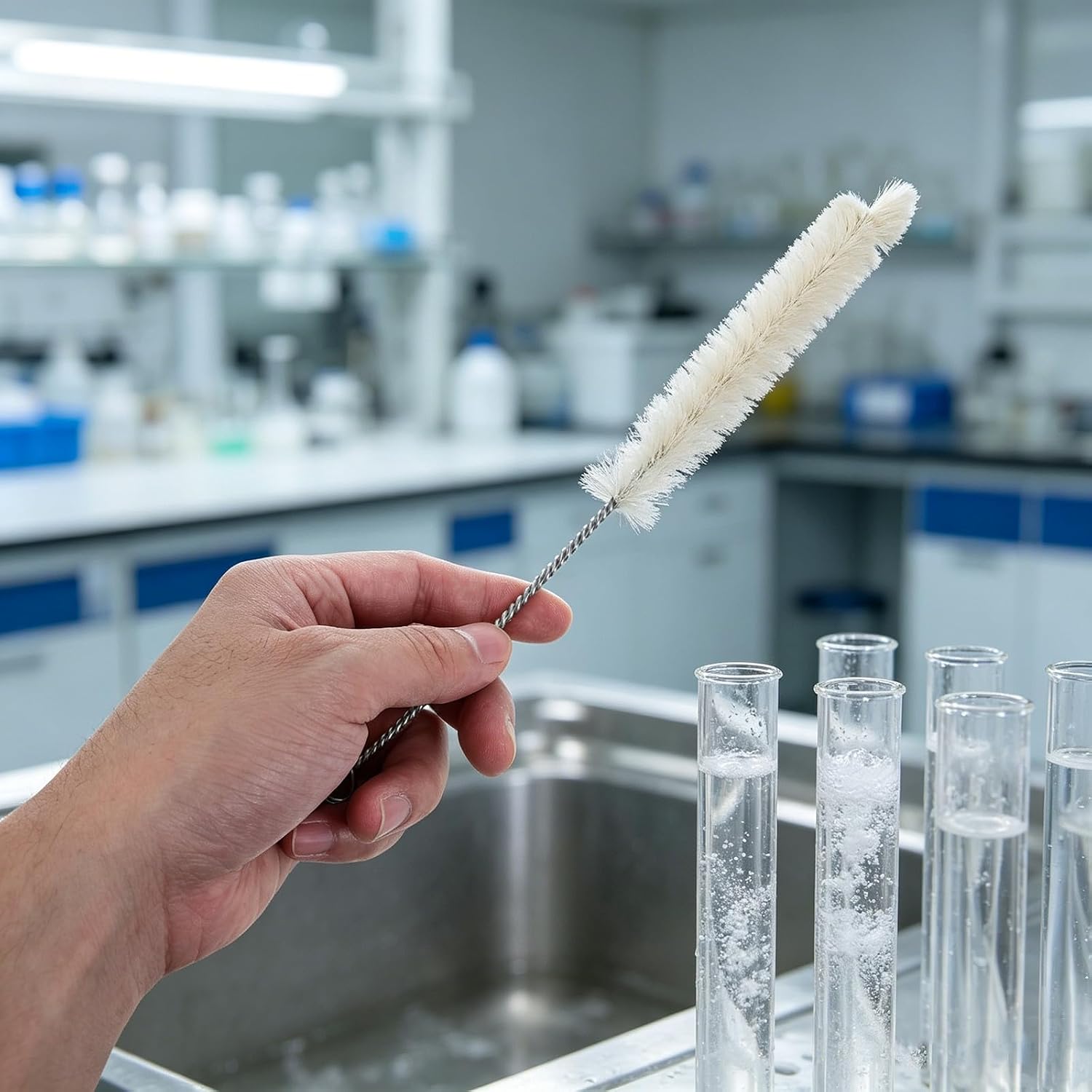 10pcs Lab Glassware Cleaning Brushes, Flexible Instrument Cleaning Brush for Lab Equipment, Ideal for Diameter Tubes Bottles Cylinders Flasks
