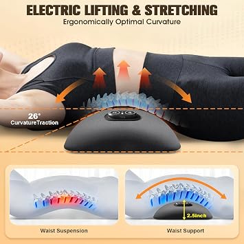 FunBy Lumbar Support Pillow,Triple Fusion Back Massager for Sciatica Gray