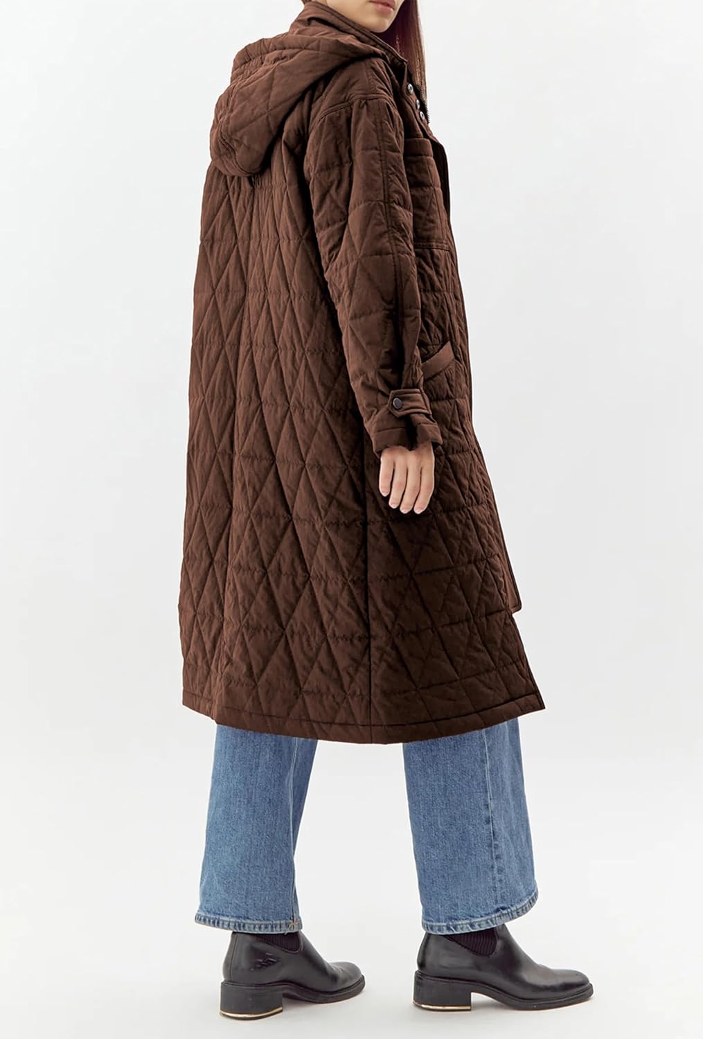 Women's Winter Long Puffer Coats Oversized Long Sleeve Parka Full Length Down Coats With Hoodies(Brown-M) - Image 2