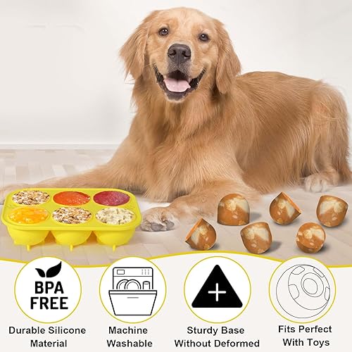 Miniatura 5 de BABORUI Moldes de silicona de 6 cavidades para golosinas de perro para Woof Pupsicle y Power Chewer Pupsicle Grande 25-75lbs, moldes reutilizables