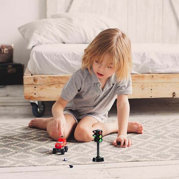 Feux de Circulation LED pour Enfants 3 pièces, Mini Panneaux de signalisation routière avec Son klaxon, Panneaux d'arrêt pour éducation précoce, Feux Circulation/4, 7 Pouces - 2