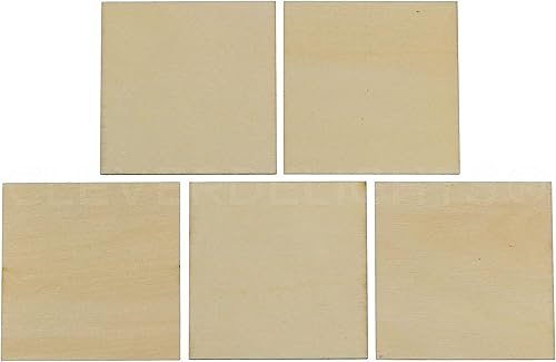 Miniatura 5 de CleverDelights Cuadrados de madera de 4 pulgadas, paquete de 25, 3/32 pulgadas de grosor, piezas de manualidades sin terminar de 4 pulgadas