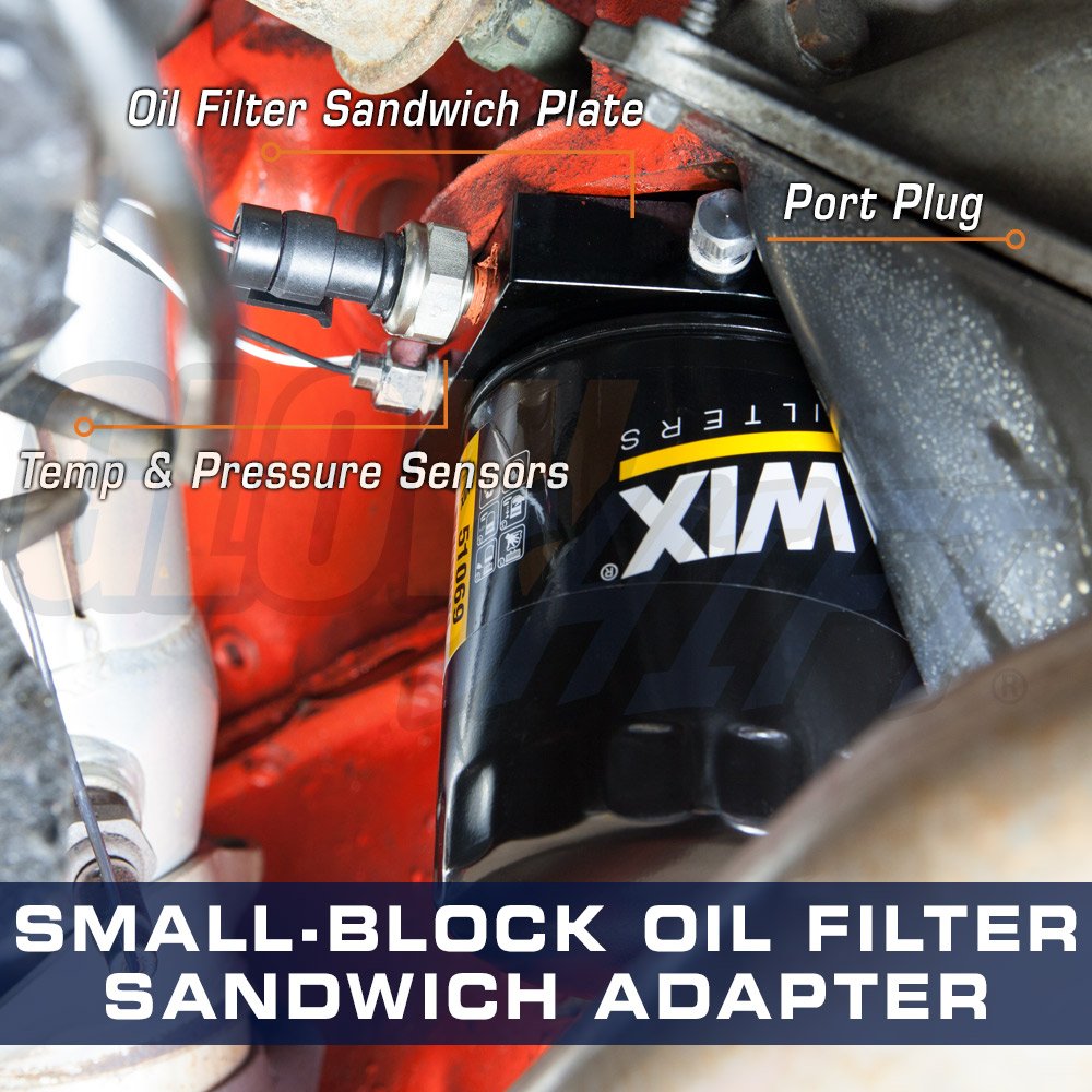 Buy GlowShift Oil Filter Sandwich Adapter Compatible with Chevrolet