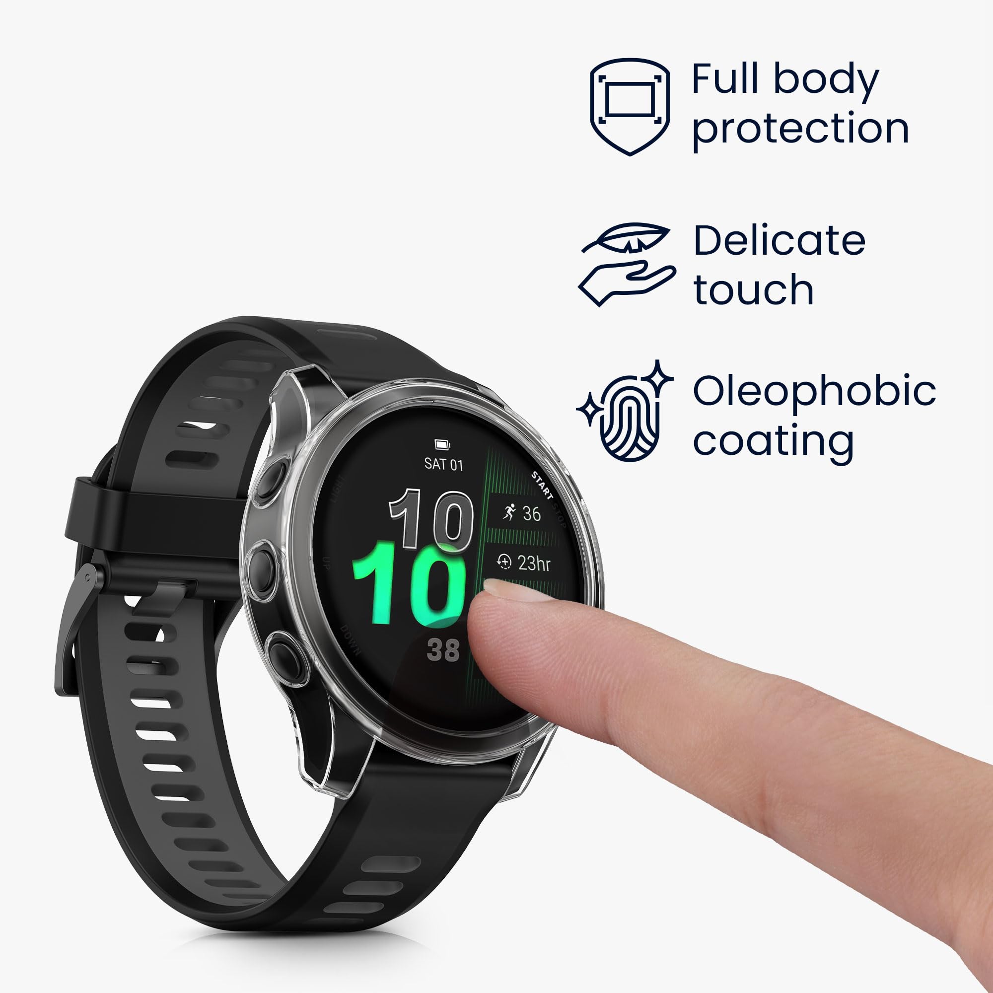 kwmobile Pokrowiec ramki kompatybilny z Garmin Forerunner 970 47mm Pokrywa (2-Pack) - Przezroczysty etui silikonowy - Czarny/Przezroczysty