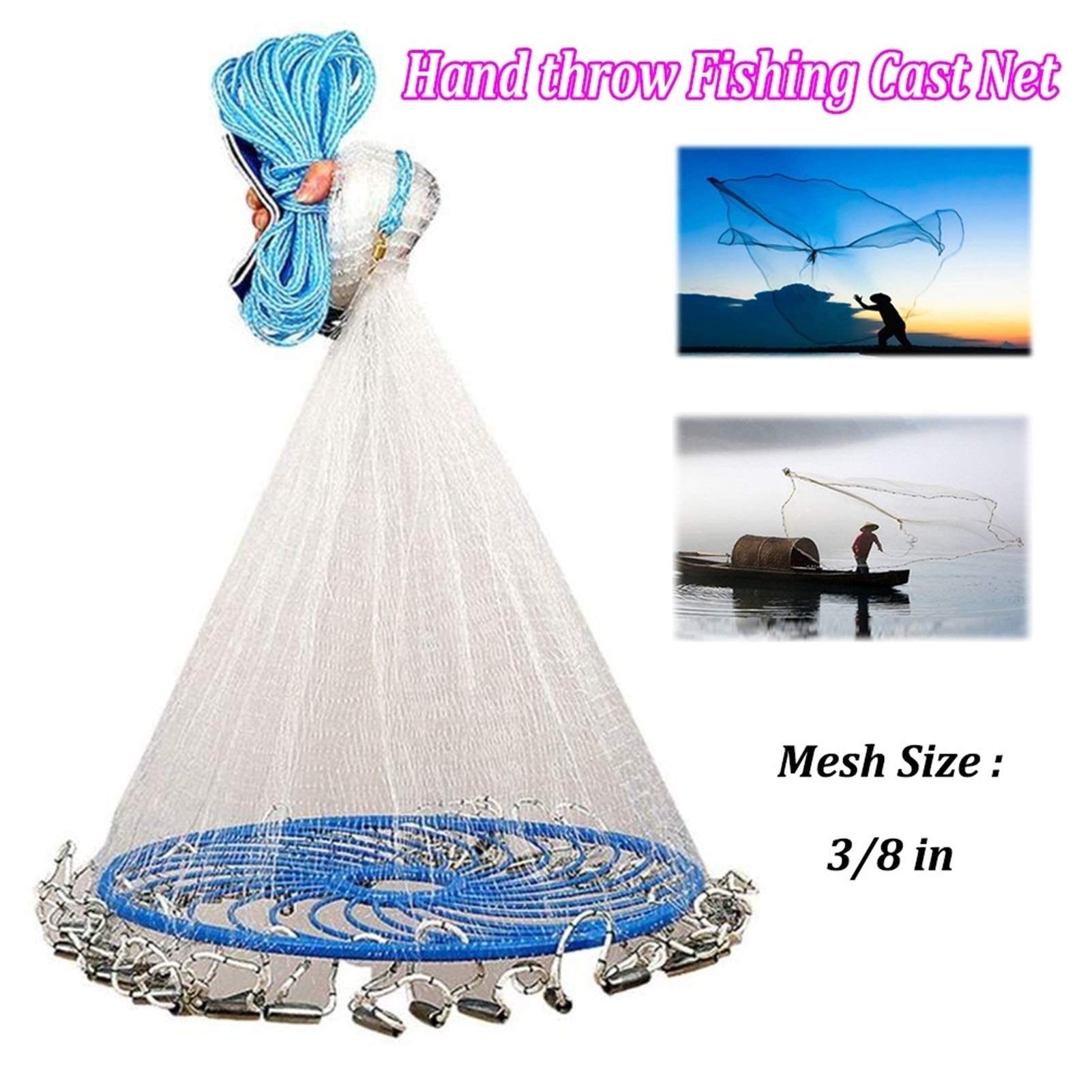 Disco Mano Lanzar Red De Pesca Manual Trituradora Red Cebo Exterior Trampa Red De Peces Múltiples Tamaños
