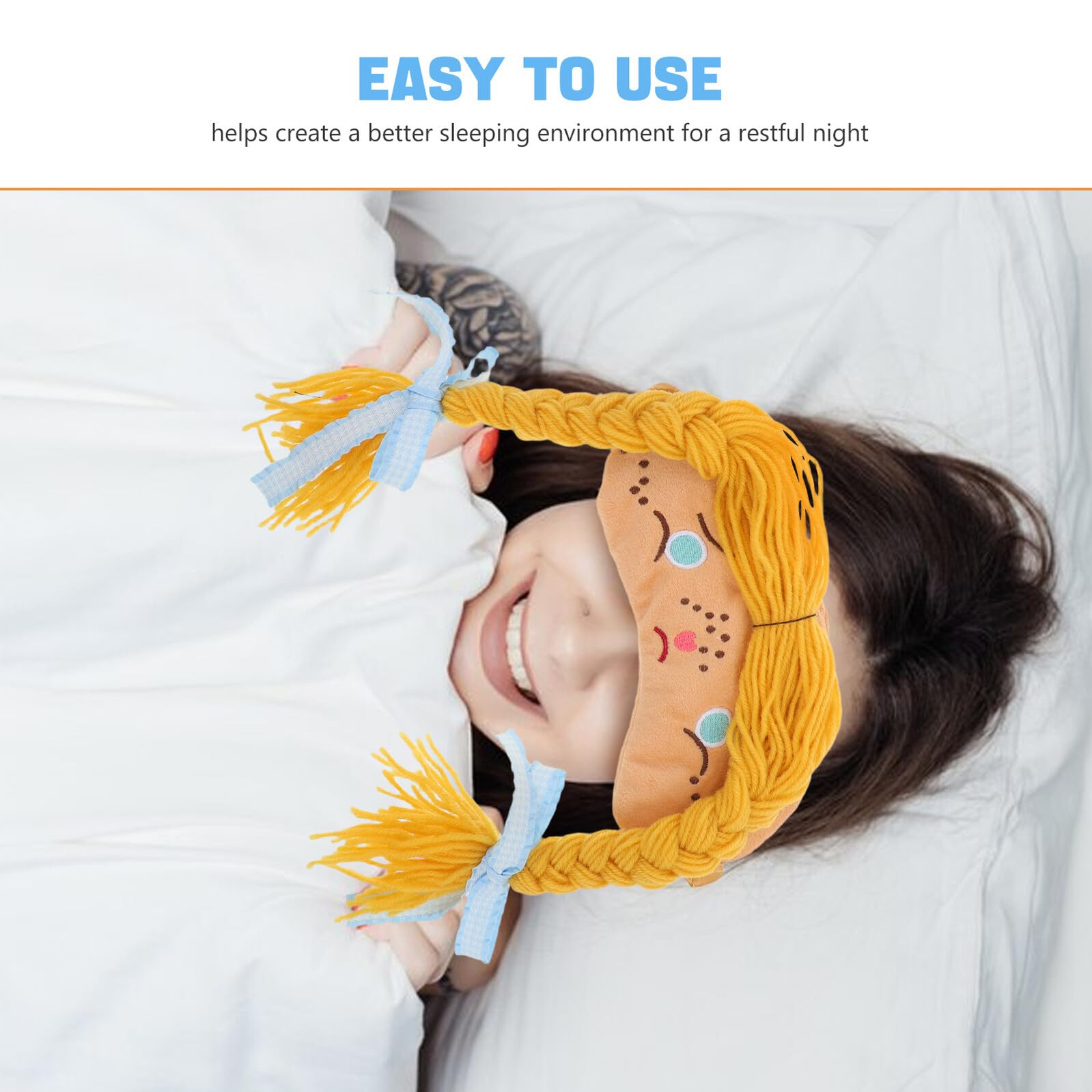 Angoily Masque de Sommeil pour Femme à Motif Cartoon Kawaii Bandeau Doux en Peluche Occultant pour Nuit et Voyage Masque Amusant Confortable pour Sieste en Avion