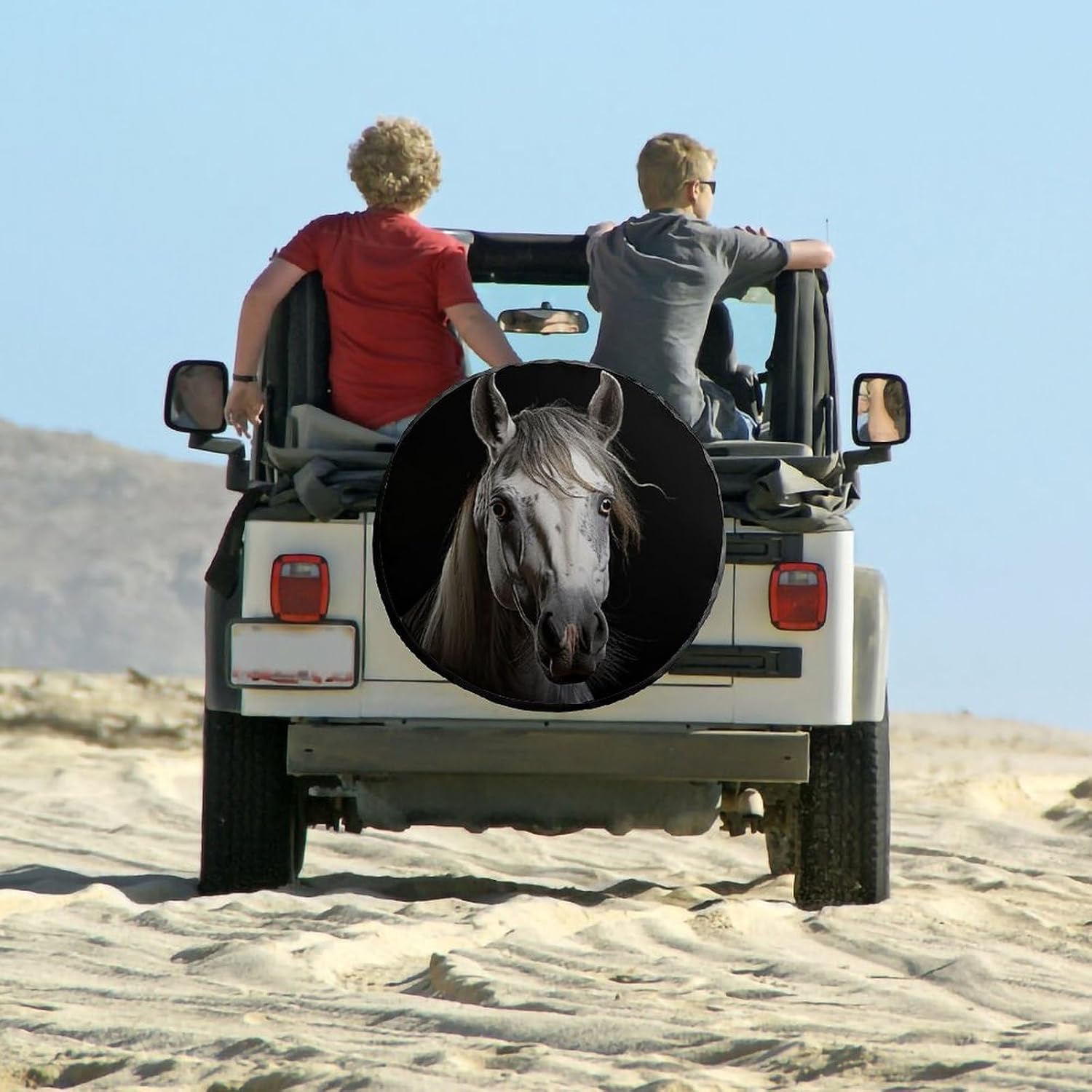 Spare Tire Cover Waterproof Wheel Protectors Horse Head Wheel Covers Dust-Proof Spare Tire Wheel Cover Universal Wheel Tire Cover Fit for Trailer RV SUV Truck Camper Travel 30inch