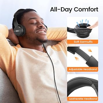Headset with Microphone for PC Laptop, USB Wired Computer Headset with Volume & Mic Mute Controls, Lightweight All-Day Comfort Environmental Noise Canceling Headphones for Office Call Center Skype
