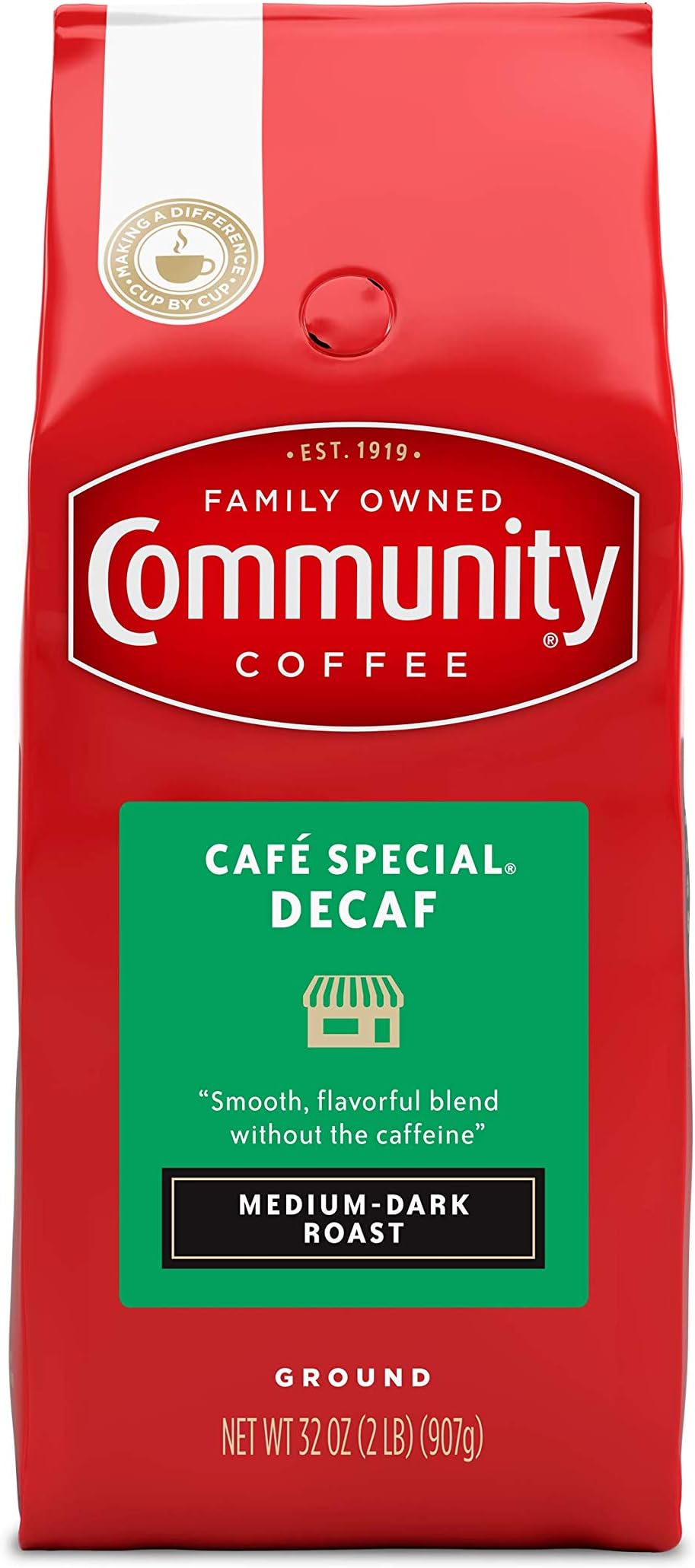 Community Coffee Café Special Decaf Ground Coffee, Medium Dark Roast, 32 Ounce Bag (Pack of 1)