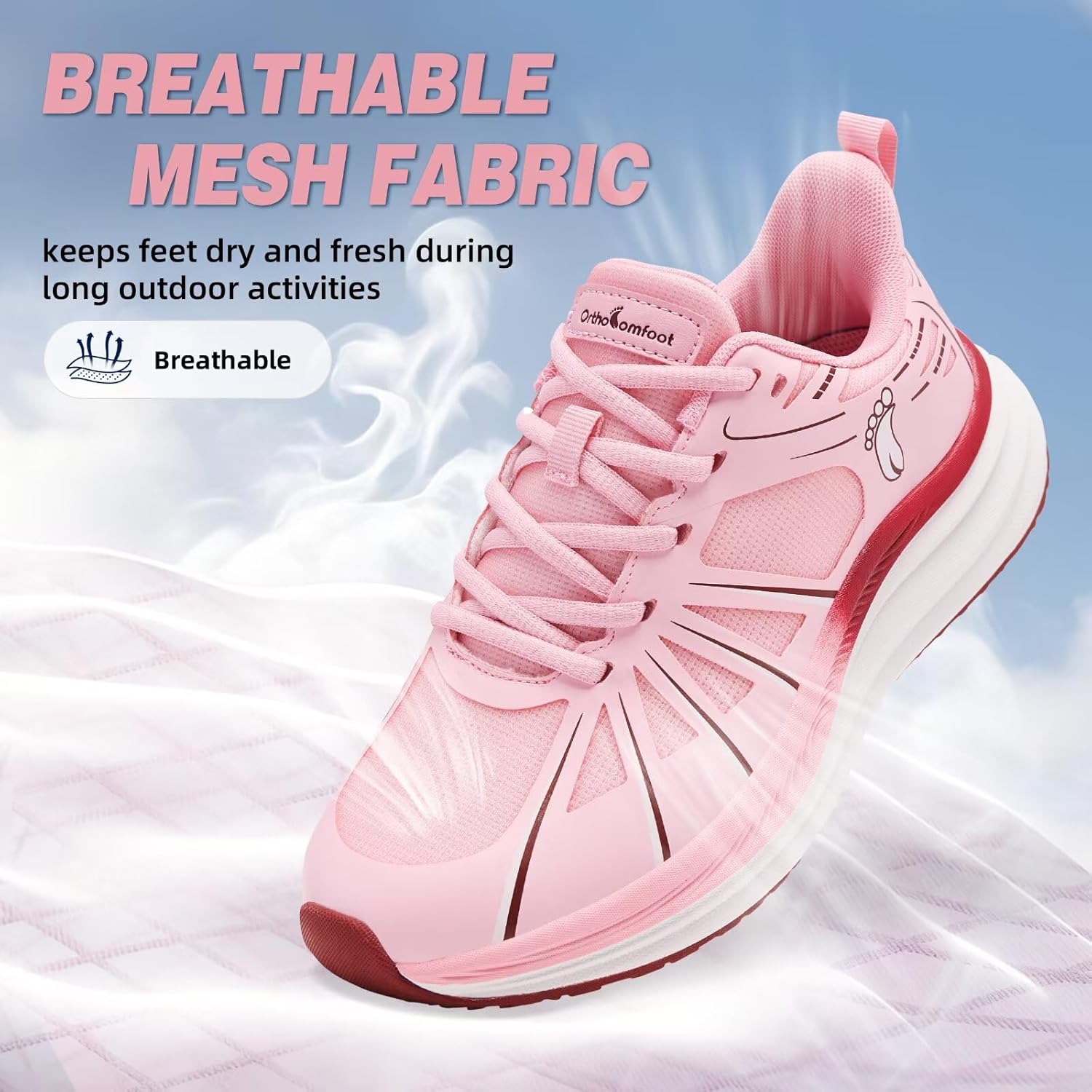 Women's Orthopedic Road Running Shoes: Comfortable Arch Support Plantar Fasciitis Orthotic Athletic Sports Sneakers, Casual Flat Feet High Arch Tennis Work Walking Shoes for Foot Heel and Pain Relief - Image 6