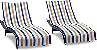 Vista 18 de Arkwright Cabo - Toalla para tumbona con bolsillo, paquete de 2, funda de cabaña 100% algodón a rayas para sillas de playa, piscina al aire libre