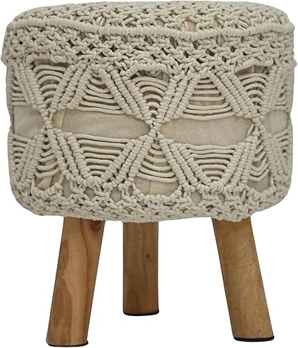 Miniatura 9 de EFTILE HOME Taburete de 2 pies hecho a mano de madera con 3 patas para sala de estar, dormitorio, guardería, patio, pasillo, salón, muebles