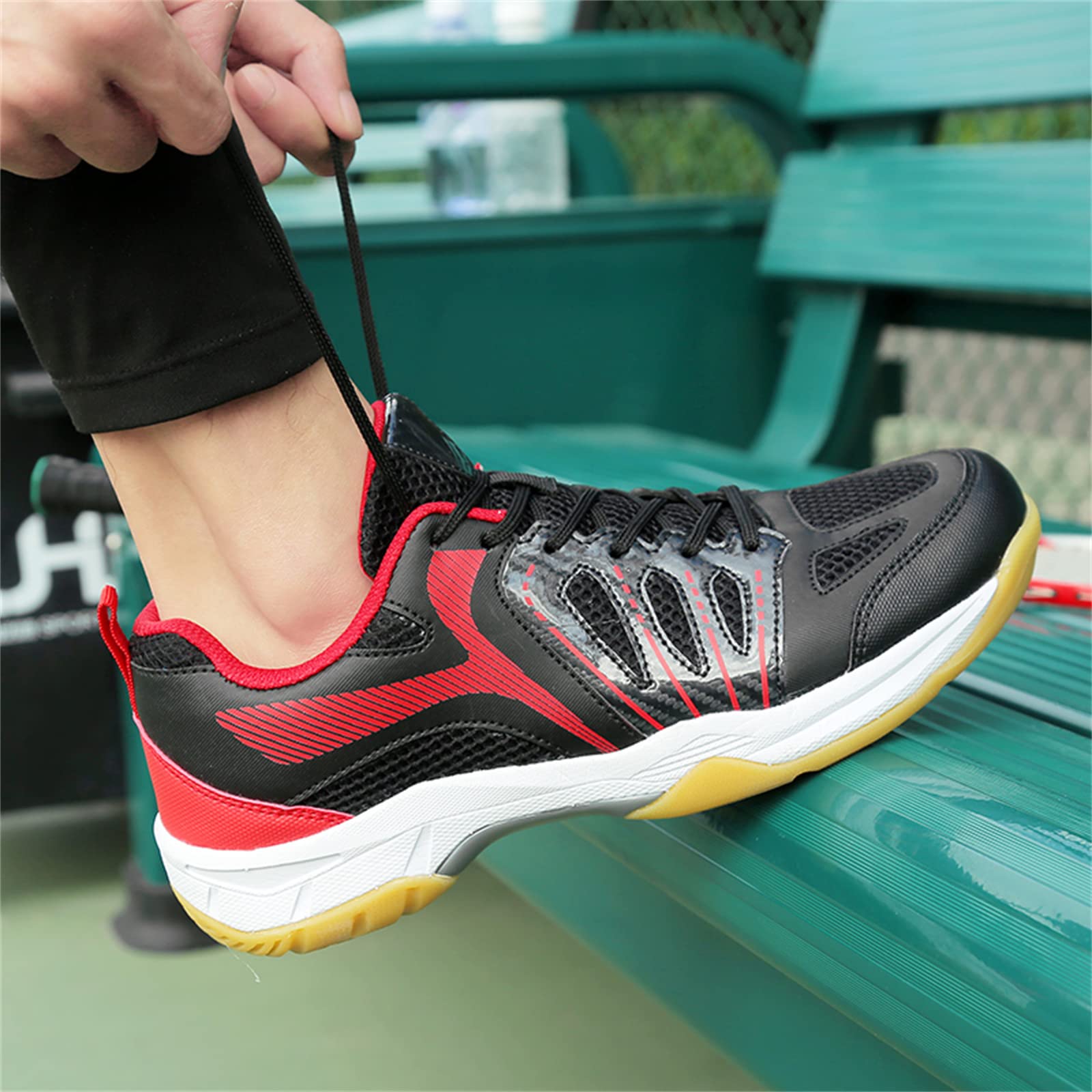 JiuQing Buty do badmintona Męskie damskie lekkie trampki do tenisa Pickleball oddychające tłumiące buty do chodzenia