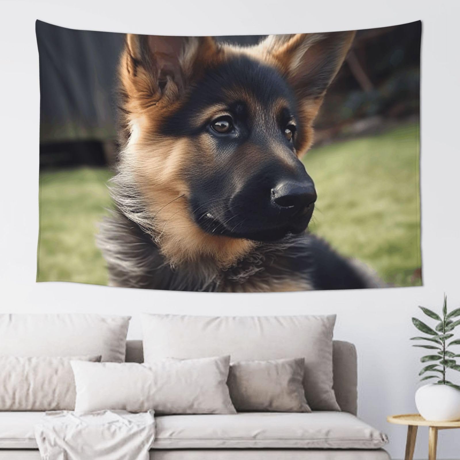 FodPand German Shepherd Puppy Tapestry for Bedroom Aesthetic, Wall Hanging Tapestries Art Decor Backdrop Wall Tapestry for Dorm Living Room Funny Poster Party Banner Background 40" X 60"
