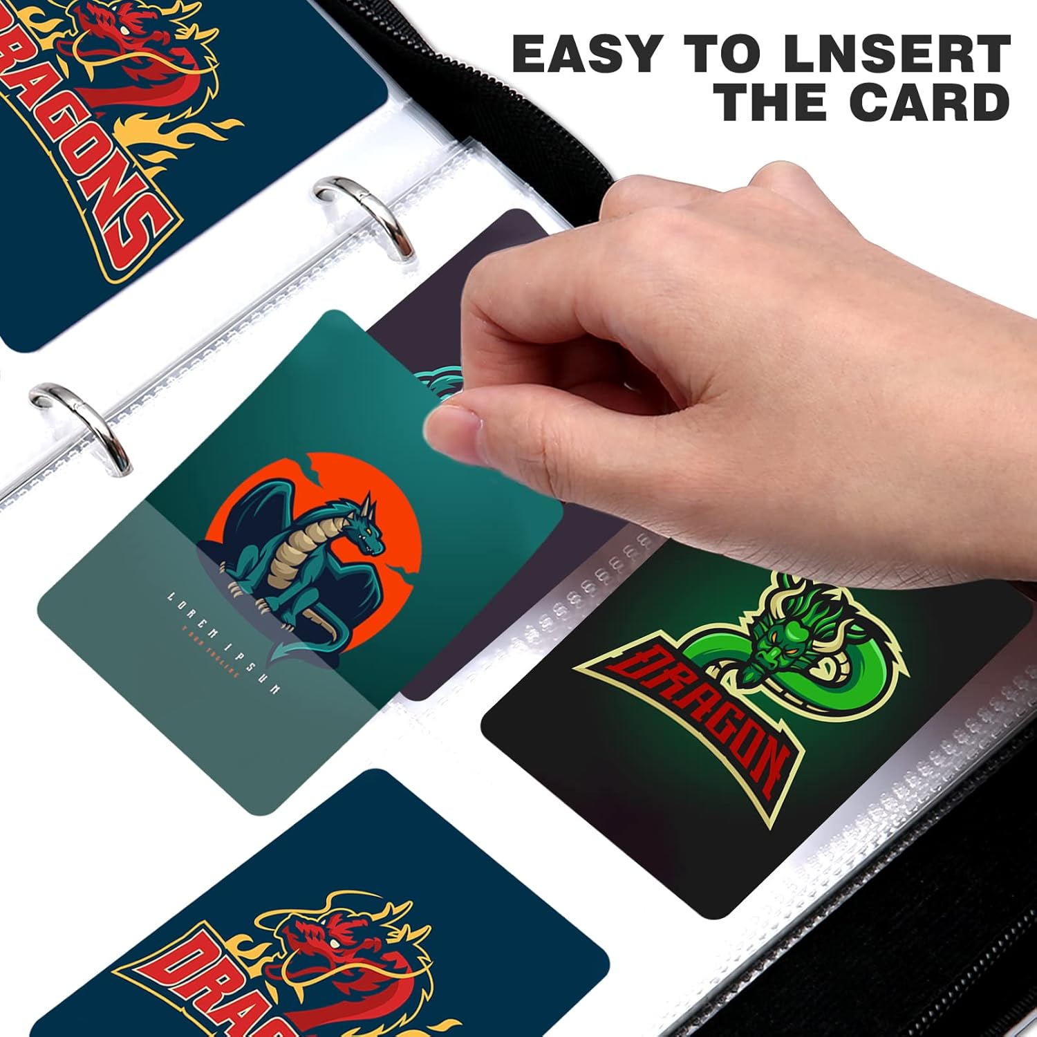 Trading Card Binder 4 Pocket 400 Cards, Game Cards Binder with 50 Removable Sleeves, 3-Ring Card Collector Album Holder for Most Standard Size Cards, Trading Card Games Collection Binder Case Book : Toys & Games