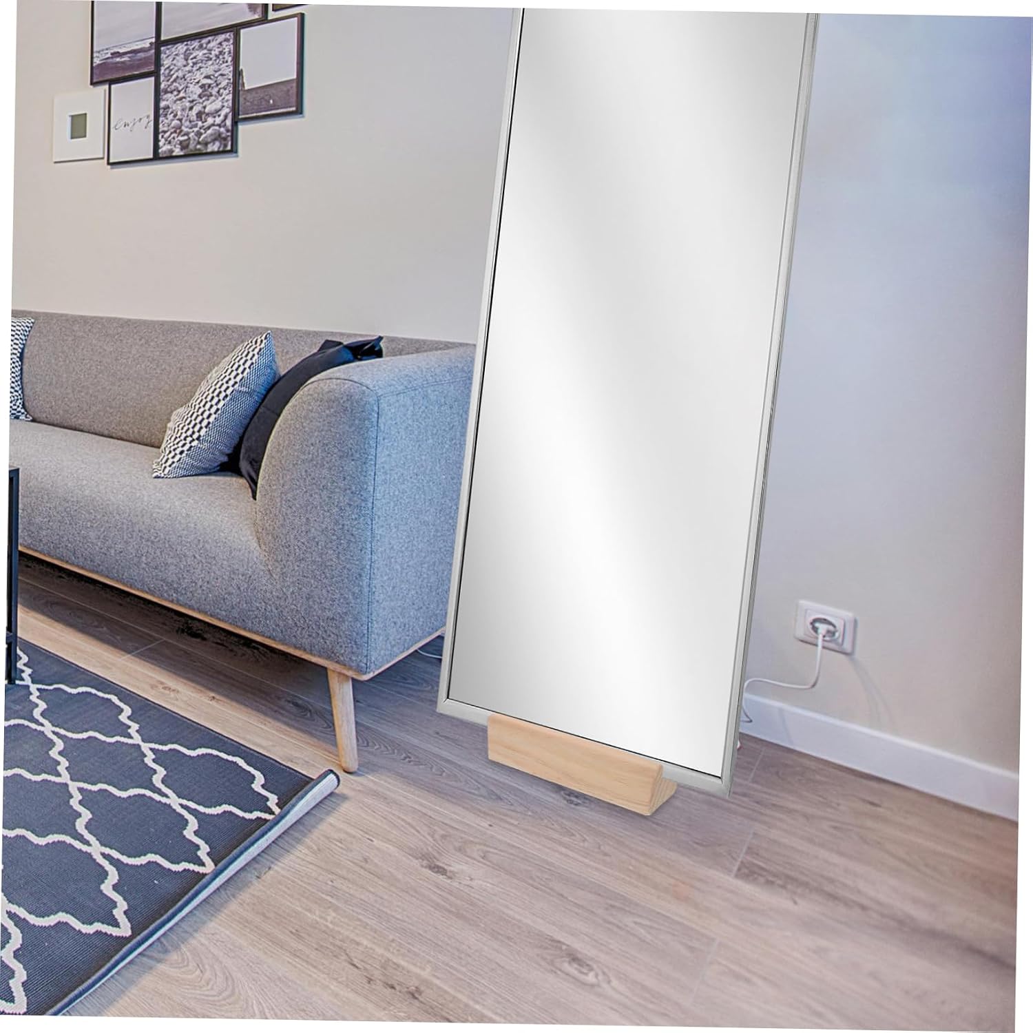 Wooden Floor Mirror Base Stand - Anti-Slip Support for Full Length Mirror Stylish and Stable Holder for Home and Office
