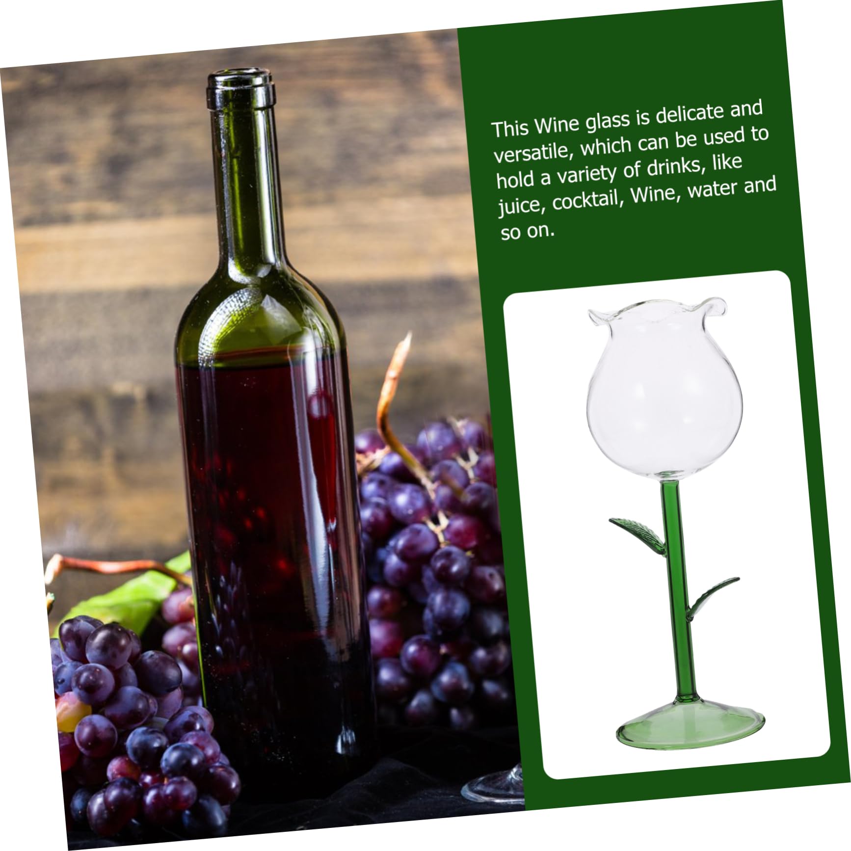 Cabilock Copa de Vino Rosado Elegante de Vidrio de 280ml Ligera y Resistente para Aniversarios y Fiestas de Año