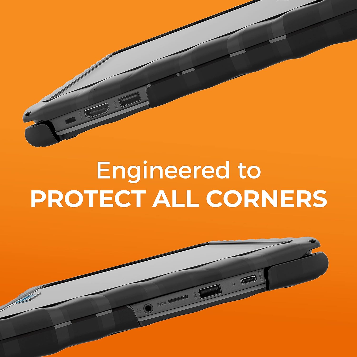 Gumdrop SlimTech Laptop Case Fits ASUS Chromebook C203XA (Clamshell). Designed for K-12 Students, Teachers and Classrooms – Drop Tested, Rugged, Shockproof Bumpers for Reliable Device Protection–Black