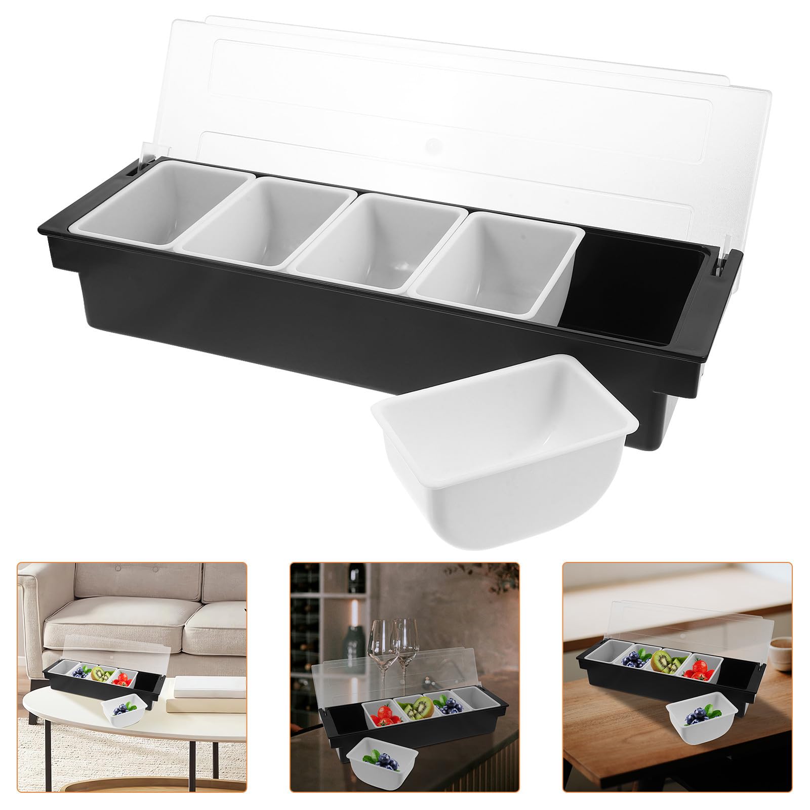 Boîte à Fruits Divisée Compartiments Plastique Résistant pour Condiments et Snacks Plateau de Service Organisé pour Cuisine Bar et Fête Réutilisable