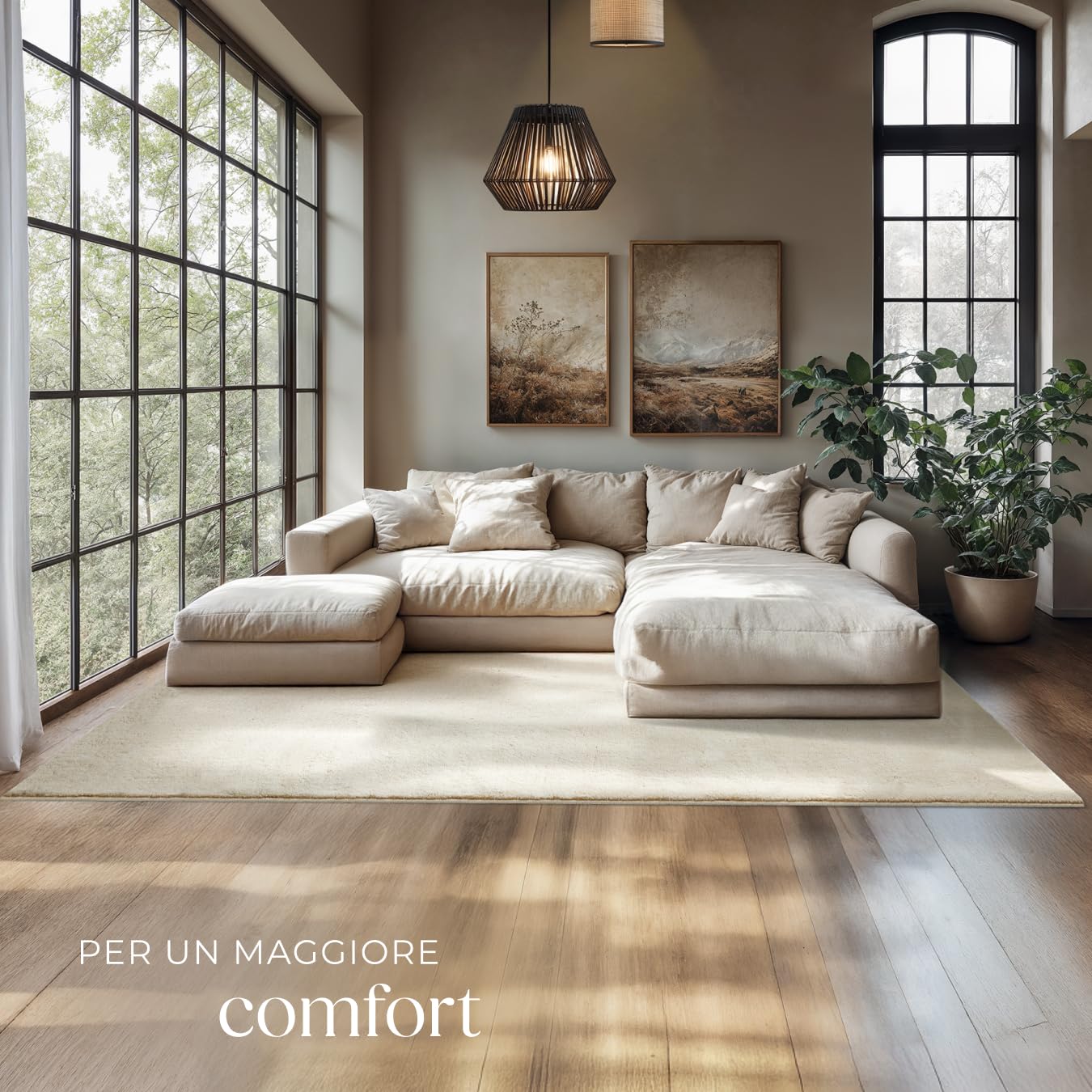 tectake® Tappeto Salotto, Tappeto Pelo Corto, Tappeti Salotto Design Elegante, Tappetino morbido, Lavabile in Lavatrice, Ideale per Sala da Pranzo, Camera, Studio, Soggiorno - Beige - 160 x 230 cm