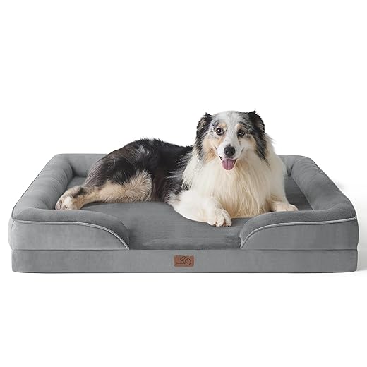 Bedsure XL Orthopedic Dog Bed for Extra Large Dogs - Washable XLarge Dog Cat Bed Waterproof, Comfort Dogs Couch Sofa with Washable Removable Cover, Pet Bed with Nonskid Bottom, Grey, 42"