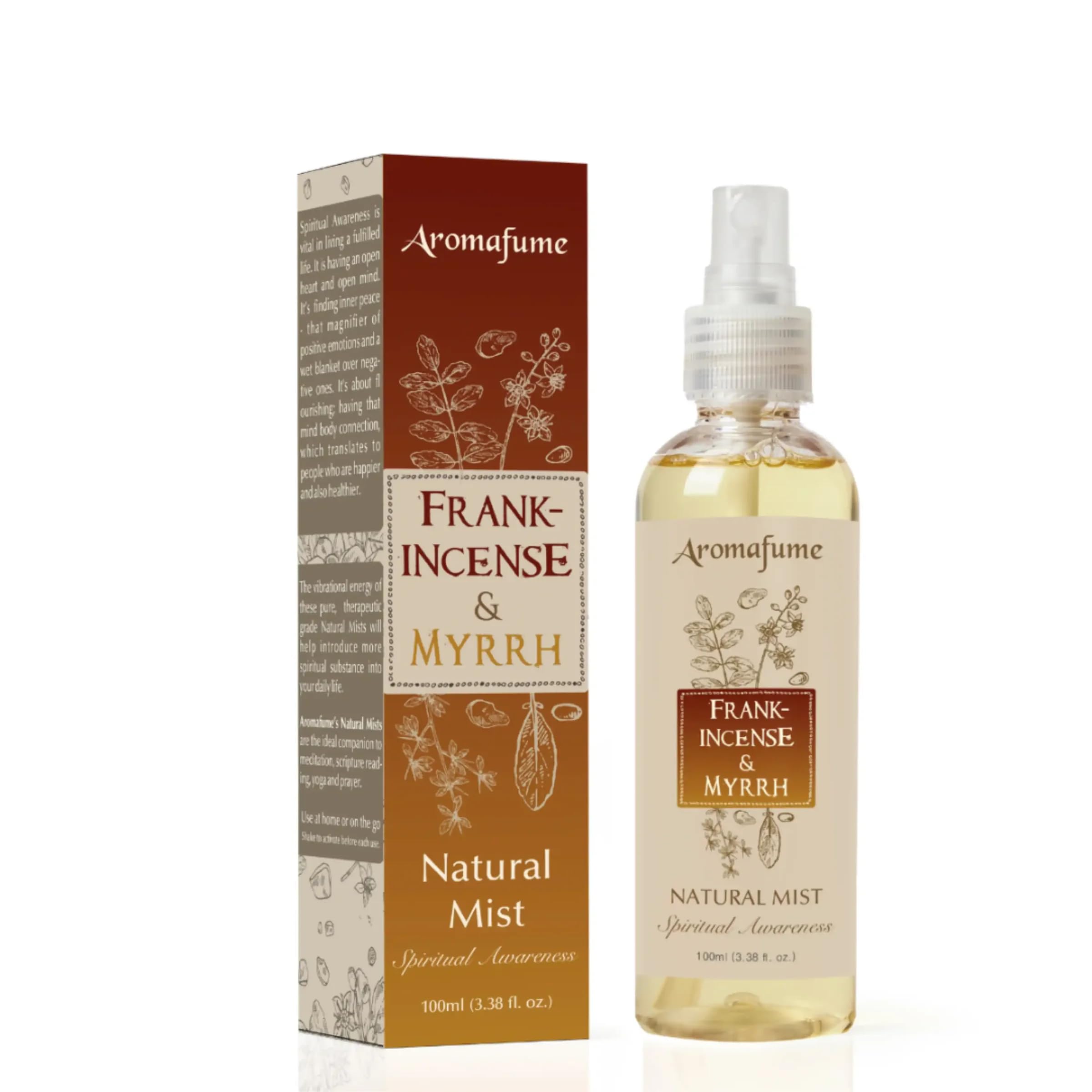 Aromafume Frankincense & Myrrh Mist Spray | 100 ml / 3.3oz | Ideal for deep relaxation, spirituality & rituals | Made with Pure Resin from Somalia