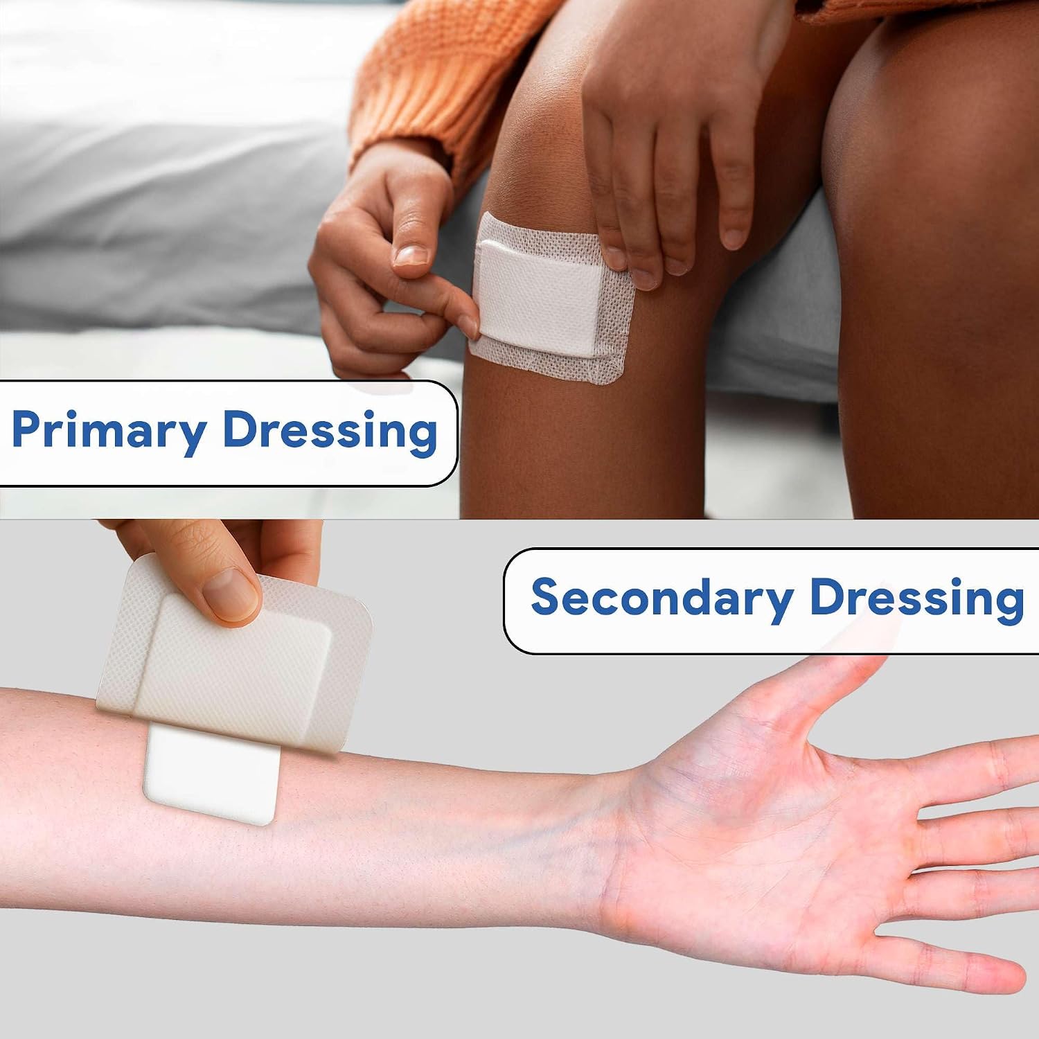 Silicone Bordered Gauze Dressings - 6"x6" Bandages for Wounds - 10 Large Bandages for Cuts, Scrapes, Abrasions, and More - Hypoallergenic and Good for Sensitive Skin