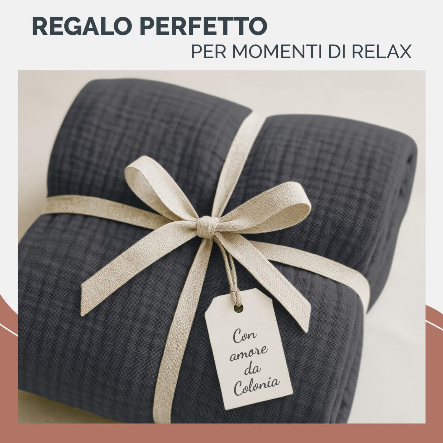 Blumtal Coperta Mussola Matrimoniale 150x200 cm - Certificata OEKO-TEX - Cotone Estivo 100% - Colore Antracite